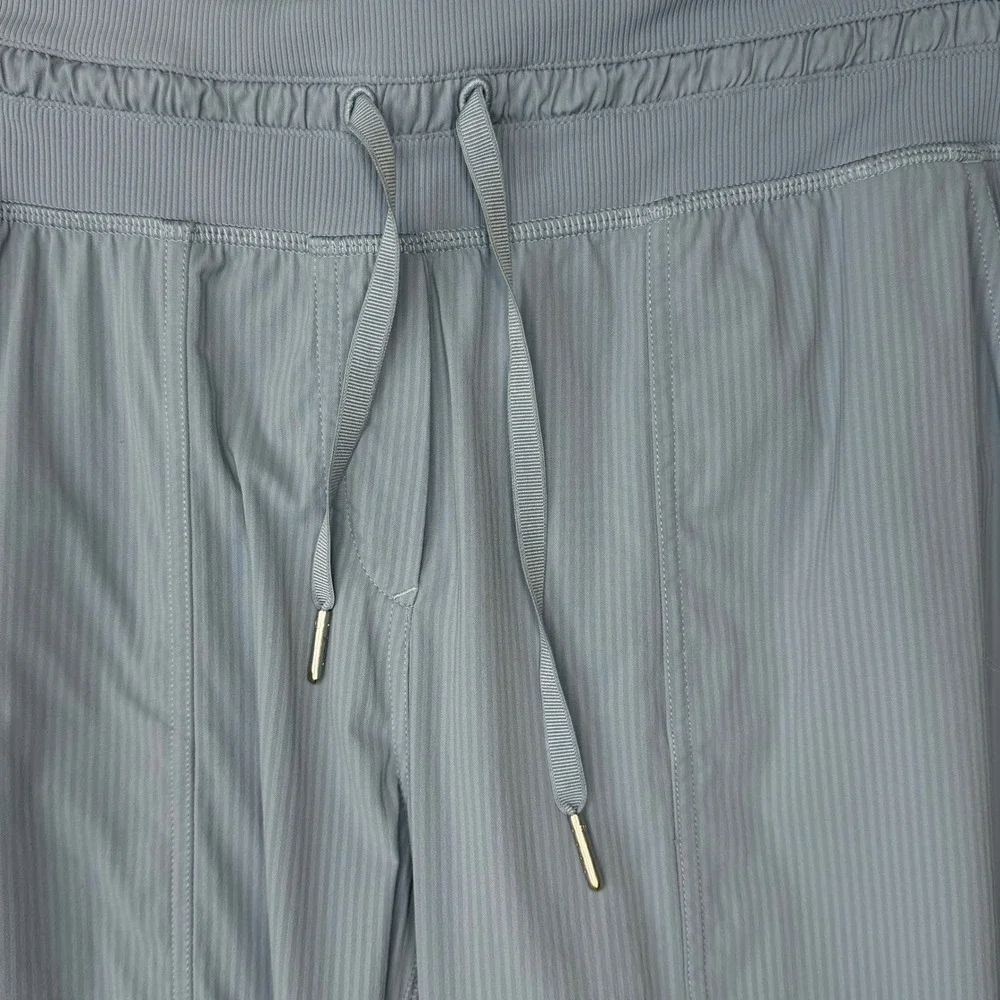 Lululemon Dance Studio Crop Pants 8 Blue Gray Ribbed Drawstring Joggers Active